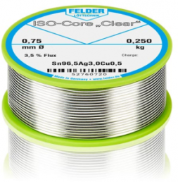 Solder wire, lead-free, SAC (Sn96.5Ag3.0Cu0.5), Ø 0.75 mm, 250 g