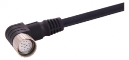Sensor actuator cable, M23-cable socket, angled to open end, 12 pole, 10 m, PUR, black, 6 A, 21373600C70100