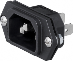 Plug C14, 3 pole, screw mounting, plug-in connection, black, 6100.3300