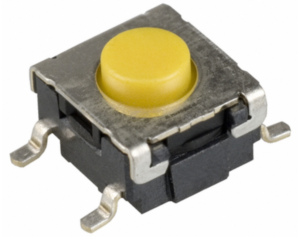 Short-stroke pushbutton, 1 Form A (N/O), 50 mA/24 VDC, unlit , actuator (yellow), 2.26 N, SMD