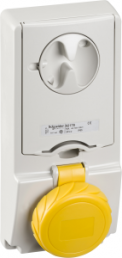 CEE surface-mounted socket, 4 pole, 16 A/100-130 V, yellow, 4 h, IP65, 82179