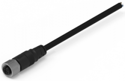 Sensor actuator cable, M12-cable socket, straight to open end, 4 pole, 2 m, PVC, black, 5 A, 643622120304