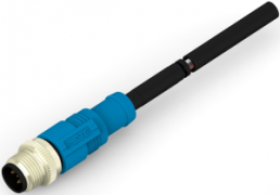 Sensor actuator cable, M12-cable plug, straight to open end, 5 pole, 3 m, PVC, black, 4 A, T4161110005-004