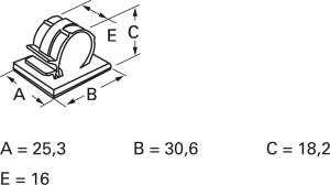 Mounting clamp, max. bundle Ø 13 mm, polyamide, light gray, self-adhesive, (L x W x H) 25.3 x 30.6 x 18.2 mm