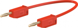 Measuring lead with (2 mm plug, spring-loaded, straight) to (2 mm plug, spring-loaded, straight), 150 mm, red, PVC, 0.5 mm², CAT O
