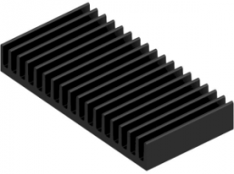 Extruded heatsink, 50 x 100 x 15 mm, 3.4 to 1.9 K/W, black anodized