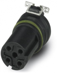 Socket, M12, 4 pole, SMD, screw locking, straight, 1411936
