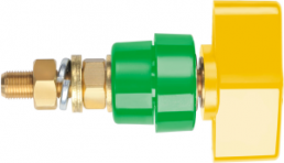 Pole terminal, 4 mm, yellow/green, 1000 V, 100 A, screw connection, nickel-plated, POL 102 / GNGE