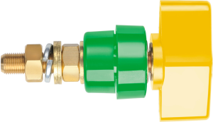 Pole terminal, 4 mm, yellow/green, 1000 V, 100 A, screw connection, nickel-plated, POL 102 / GNGE