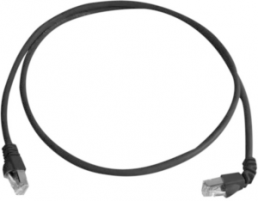 Patch cable, RJ45 plug, straight to RJ45 plug, angled, Cat 6A, S/FTP, PVC, 0.5 m, black