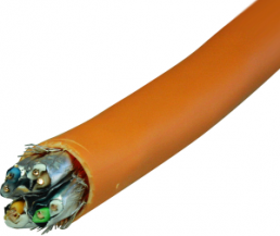 FRNC Ethernet cable, Cat 7, 8-wire, AWG 23, orange, SLAN 1000 STP-C 4 PR AWG 23/1