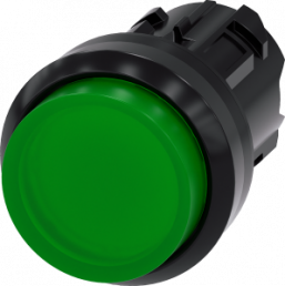 Pushbutton, illuminable, groping, waistband round, green, mounting Ø 22.3 mm, 3SU1001-0BB40-0AA0