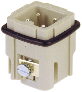 Pin contact insert, 3A, 3 pole, equipped, screw connection, with PE contact, 09200032611