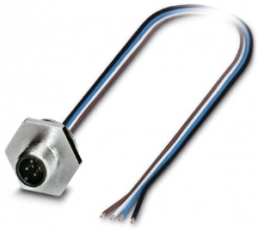 Sensor actuator cable, M12-flange plug, straight to open end, 4 pole, 0.5 m, 4 A, 1408415