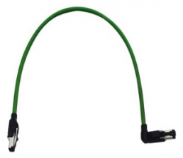 Patch cable, RJ45 plug, straight to RJ45 plug, angled, Cat 5, PUR, 6 m, green