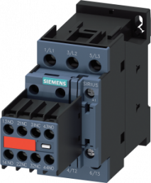 Power contactor, 3 pole, 12 A, 2 Form A (N/O) + 2 Form B (N/C), coil 110-120 VAC, screw connection, 3RT2024-1AK64-3MA0