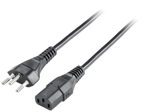 Device connection line, Switzerland, plug type J, straight on C13 jack, straight, black, 3 m