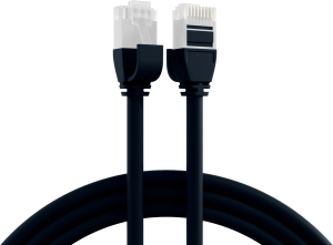 Patch cable, RJ45 plug, straight to RJ45 plug, straight, Cat 6A, U/UTP, TPE/LSZH, 1 m, black