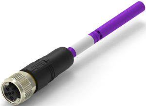Sensor actuator cable, M12-cable socket, straight to open end, 2 pole, 6 m, PUR, purple, 4 A, TAB62335501-060