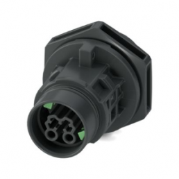 Circular connector, frontpanel, black, 2 poles, 0,5 - 2,5 mm², 400 V, 25A, screw, female, for BUS