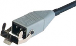Connection line, Europe, plug STAS 3, straight on open end, H05RR-F4G0.75mm², gray, 1 m