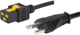 Device connection line, Switzerland, plug type J, straight on C19 jack, straight, H05VV-F3G1.5mm², black, 2 m