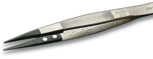 ESD precision tweezers, uninsulated, antimagnetic, stainless steel, 130 mm, 249SA