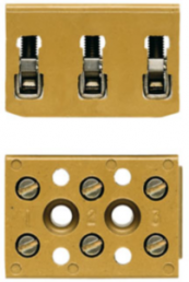 Terminal block, 3 pole, 4.0 mm², clamping points: 6, yellow, screw connection, 32 A