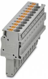 Plug, push-in connection, 0.2-6.0 mm², 11 pole, 32 A, 8 kV, gray, 3212074
