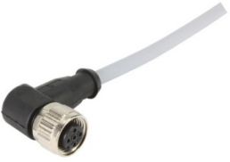 Sensor actuator cable, M12-cable plug, straight to M12-cable socket, angled, 4 pole, 1.2 m, PVC, gray, 21348487484012