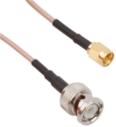 Coaxial Cable, BNC plug (straight) to SMA plug (straight), 50 Ω, RG-316/U, grommet black, 305 mm, 245101-01-12.00