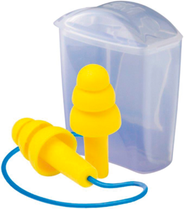 Hearing protection plugs, washable and reusable, yellow, 3M E-A-R 20 ULTRAFIT, UF01020, 1 pair in storage box