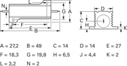 Wirewound resistor, 1 Ω, 25 W, ±5 %