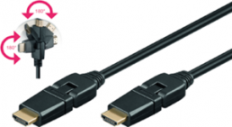 HDMI cable, 2 x 19-pole plug, 1.0 m, High-Speed with Ethernet,