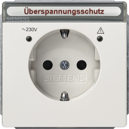 German schuko-style socket outlet with label field, silver, 16 A/250 V, Germany, IP20, 5UB1858-1