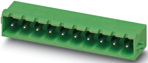 Pin header, 10 pole, pitch 5.08 mm, angled, green, 1926099