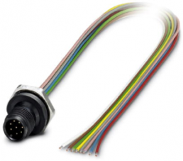 Sensor actuator cable, M12-flange plug, straight to open end, 8 pole, 0.5 m, 2 A, 1436424
