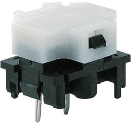 Short-stroke pushbutton, 1 Form A (N/O), 100 mA/28 V, unlit , actuator (white, L 4.3 mm), 0.7 N, THT