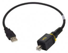 USB 2.0 connecting cable, PushPull (V4) type B to USB plug type A, 1.5 m, black