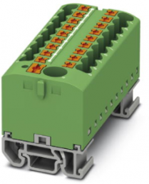 Distribution block, push-in connection, 0.14-4.0 mm², 19 pole, 24 A, 8 kV, green, 3274218