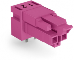 Socket, 2 pole, snap-in, spring-clamp connection, pink, 890-882/011-000