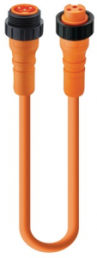 Sensor actuator cable, 7/8"-cable plug, straight to 7/8"-cable socket, straight, 3 pole, 0.6 m, PVC, orange, 12 A, 20251