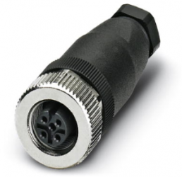 Socket, M12, 5 pole, screw connection, screw locking, straight, 1662968