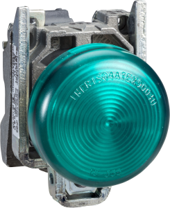 Signal light, waistband round, green, front ring silver, mounting Ø 22 mm, XB4BVBG3EX