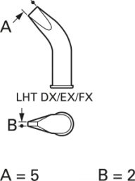 Soldering tip, Chisel shaped, Ø 9.2 mm, (T x L x W) 2 x 38 x 5 mm, LHT DX