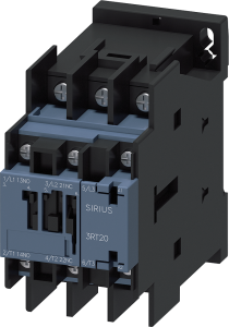 Power contactor, 3 pole, 12 A, 1 Form A (N/O) + 1 Form B (N/C), coil 100-110 VAC, Ring cable lug connection, 3RT2024-4AG60