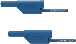 Measuring lead with (4 mm plug, spring-loaded, straight) to (4 mm plug, spring-loaded, straight), 1 m, blue, PVC, 2.5 mm², CAT II