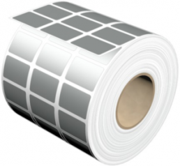 Polyester Label, (L x W) 26.5 x 17.5 mm, silver, Roll with 10000 pcs