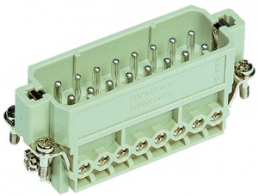 Pin contact insert, 16A, 16 pole, equipped, screw connection, with PE contact, 09200162614