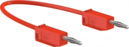 Measuring lead with (2 mm plug, spring-loaded, straight) to (2 mm plug, spring-loaded, straight), 600 mm, red, PVC, 0.5 mm², CAT O